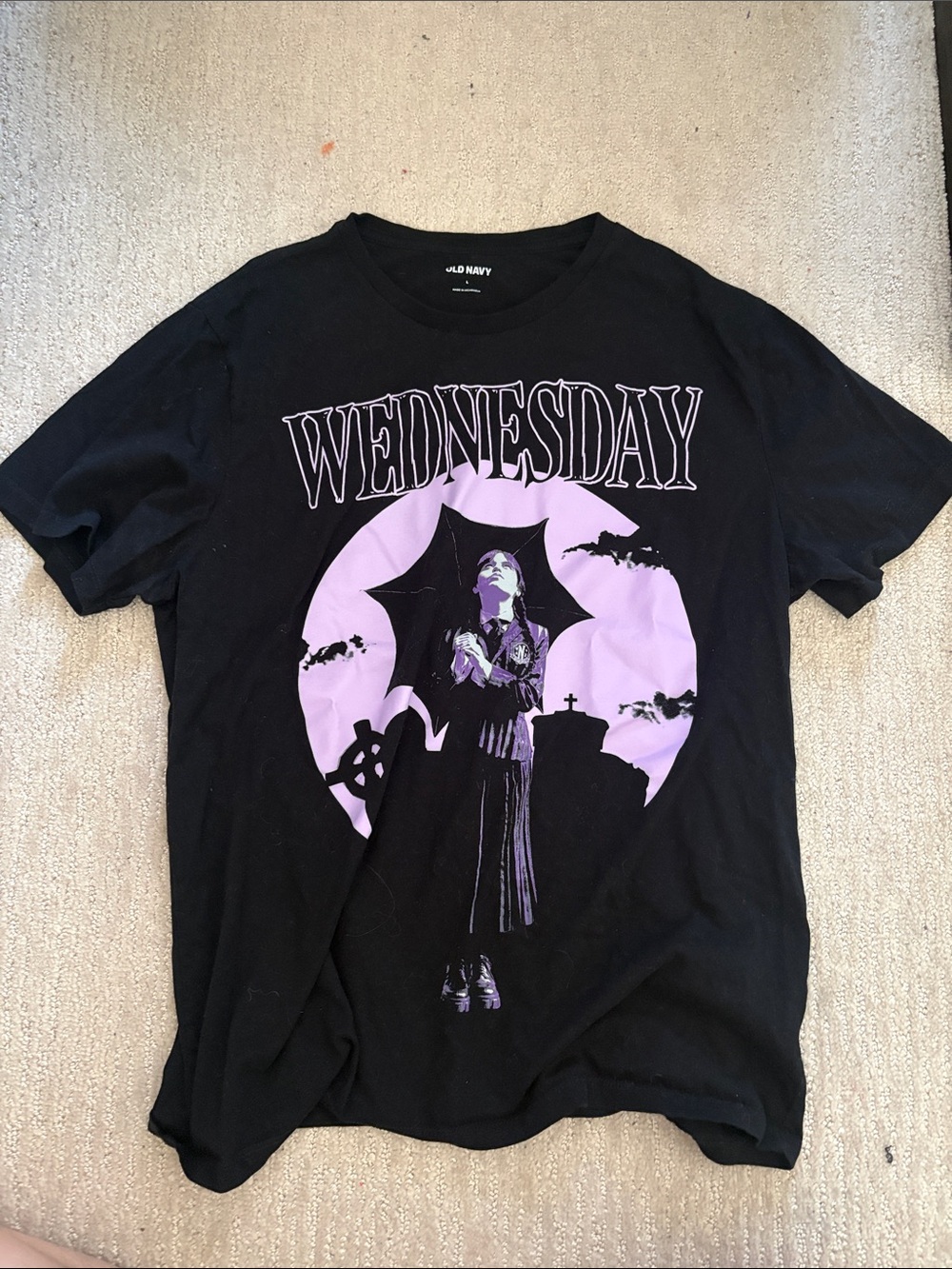 Black & Purple 'Wednesday' Graphic Tee